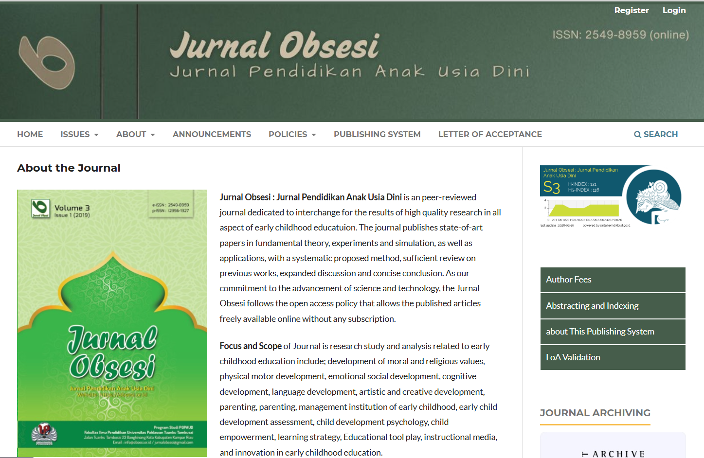 Jurnal Obsesi : Jurnal Pendidikan Anak Usia Dini