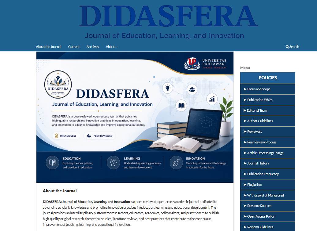 DIDASFERA: Journal of Education, Learning, and Innovation